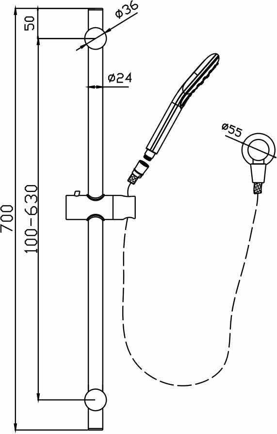 Ideal Hand Shower On Rail (Black)