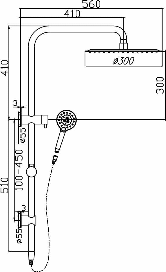 Ideal Shower System With Rail