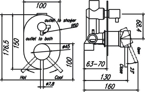 Ideal Wall Mixer With Diverter (Rose Gold)