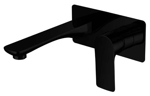 SLWS1 (B) / Sleek Wall Mixer With Outlet (Black) - Tapart Black Wall Mounted Basin Mixer Tap - Black Bath Taps