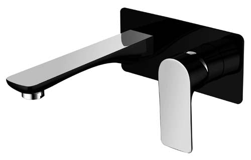 SLWS1 (BC) / Sleek Wall Mixer With Outlet (Black / Chrome) - Tapart Wall Mounted Basin Mixer Tap - Black and Chrome Tapware