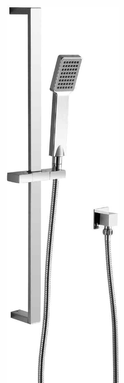 SR6-HS15 / Modish Hand Shower On Rail - Hellycar Square Shower Rail with Handheld Shower in Chrome